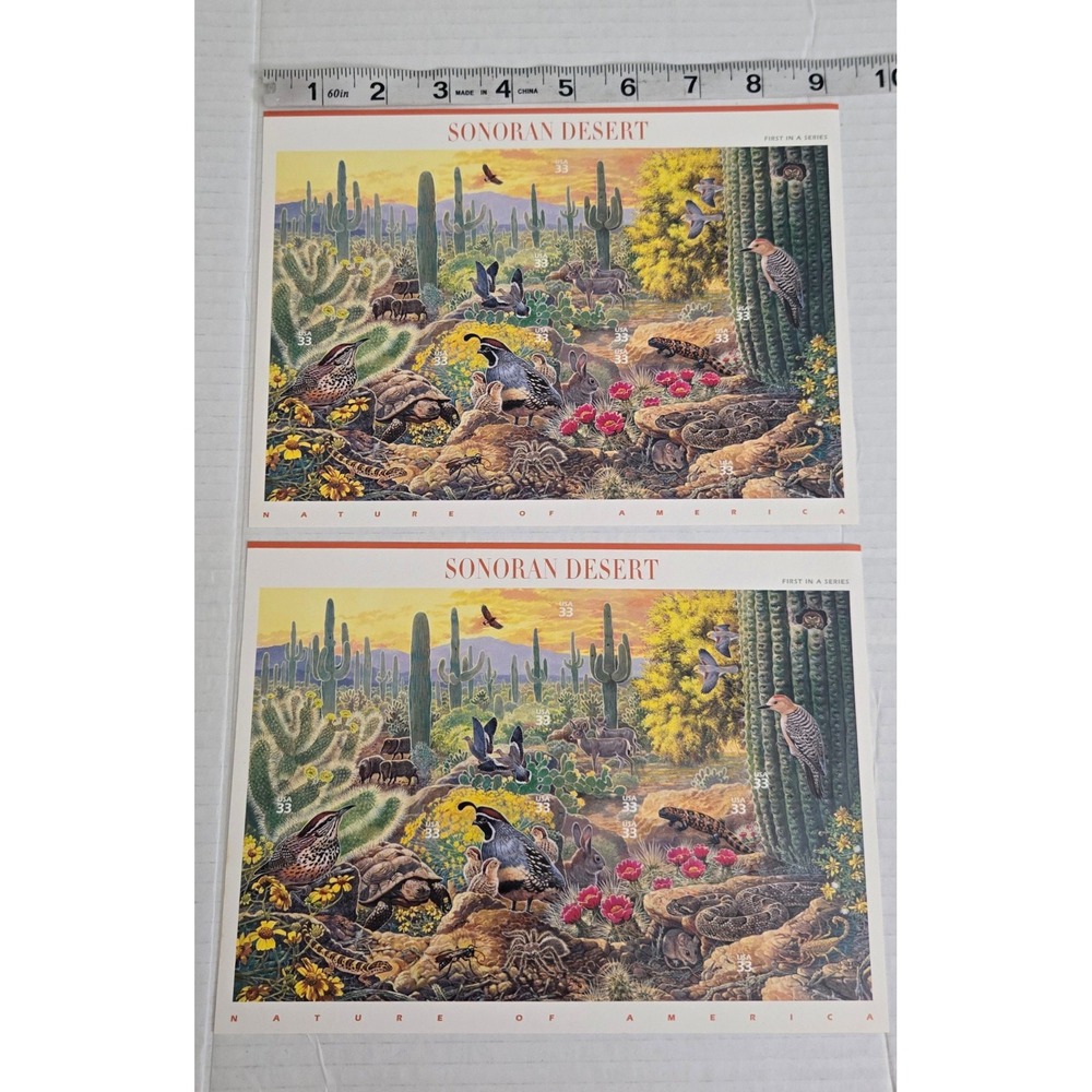 Vintage 1999 USPS Nature of America Sonoran Desert 33 Cent Stamp Sheets‎ Lot 2